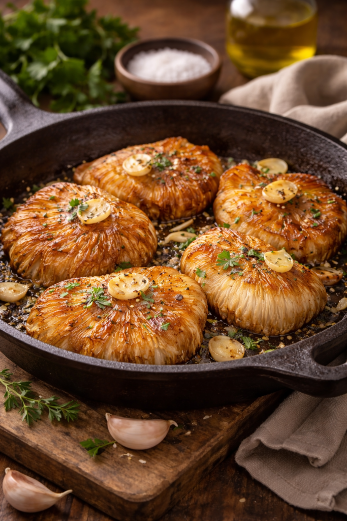 juba de leão cozinhando na frigideira